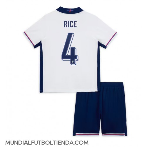 Camiseta Inglaterra Declan Rice #4 Primera Equipación Replica Eurocopa 2024 para niños mangas cortas (+ Pantalones cortos)